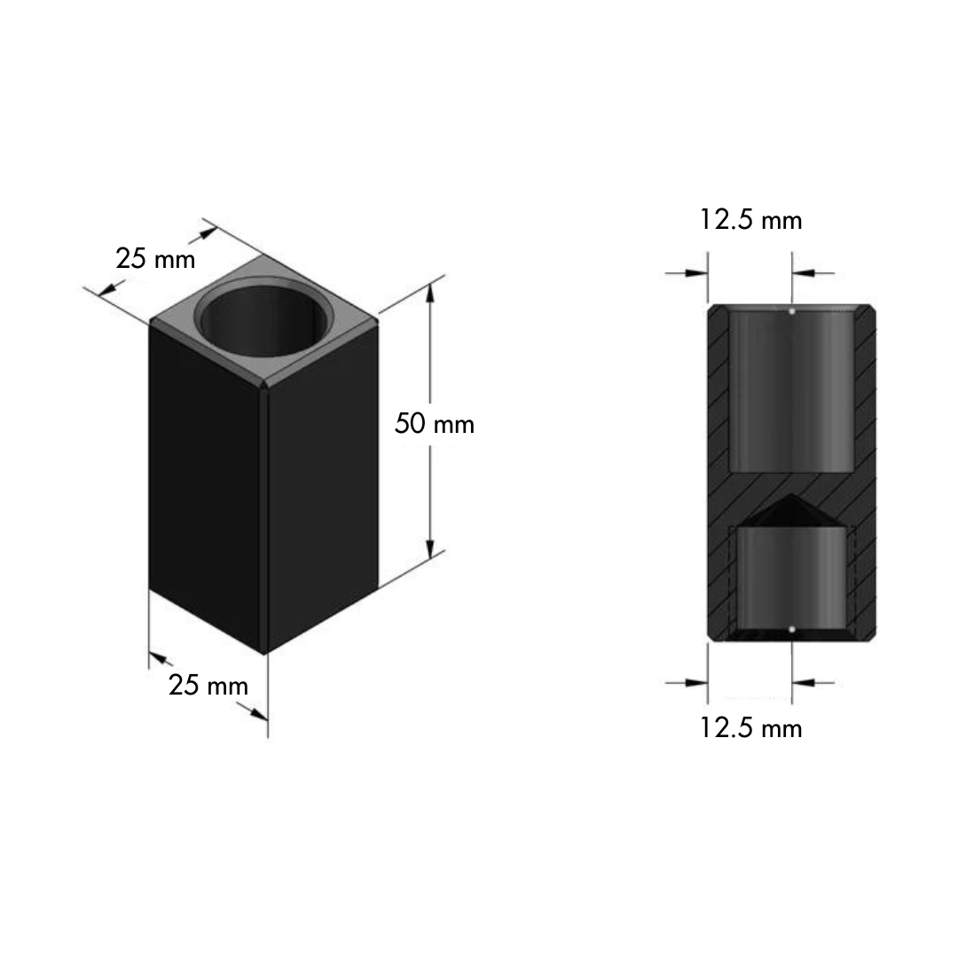 Pinni ferkanntaður 50x25 mm (4stk) - 19 mm kerfi